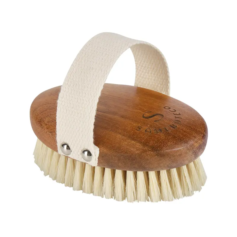 SAMEBUTECO Brosse Corps Bois d’Acacia – Gommage Doux, Drainage lymphatique, Forme Oval