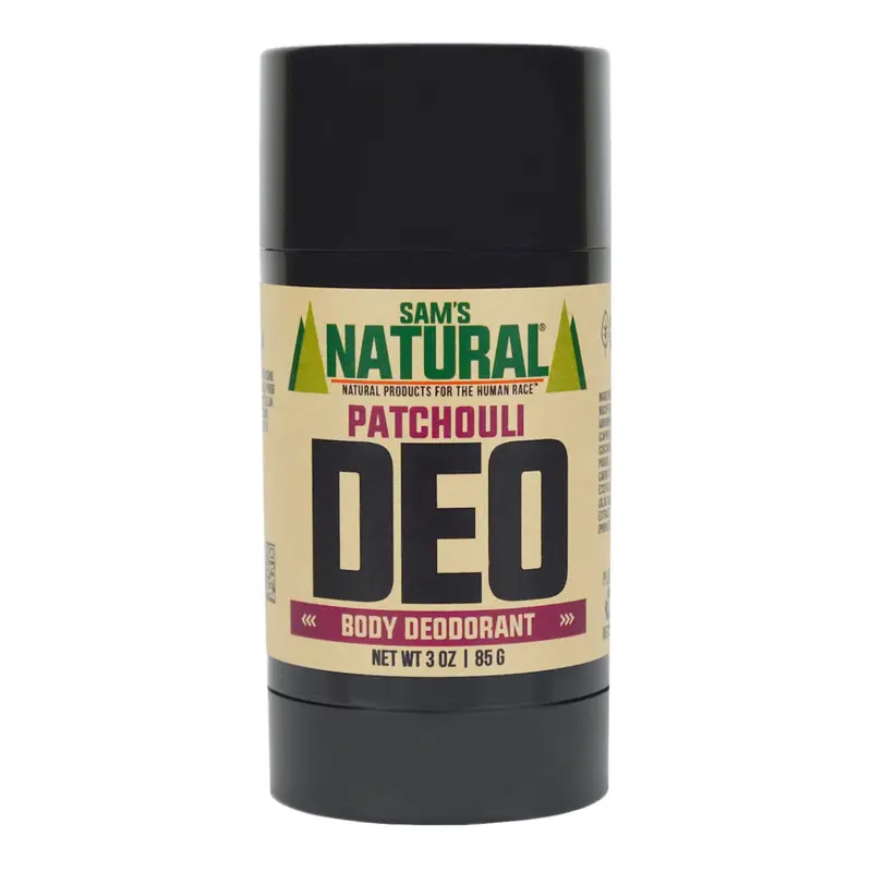 Sam's Natural Déodorant Patchouli – Sans aluminium, 3 oz – Idées cadeaux Noël et Bas de Noël