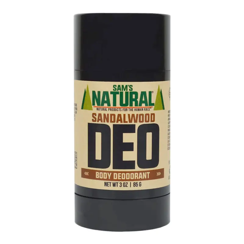 Sam’s Natural Déodorant Santal – Sans Aluminium, Vegan et Cruelty Free – 3 oz | Cadeaux de Noël