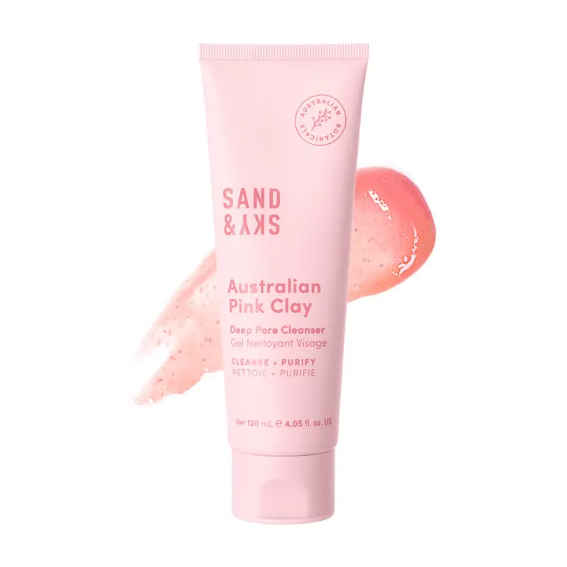 Sand & Sky Lavage Visage Argile Rose – Nettoyage en Profondeur, AHA et Squalane