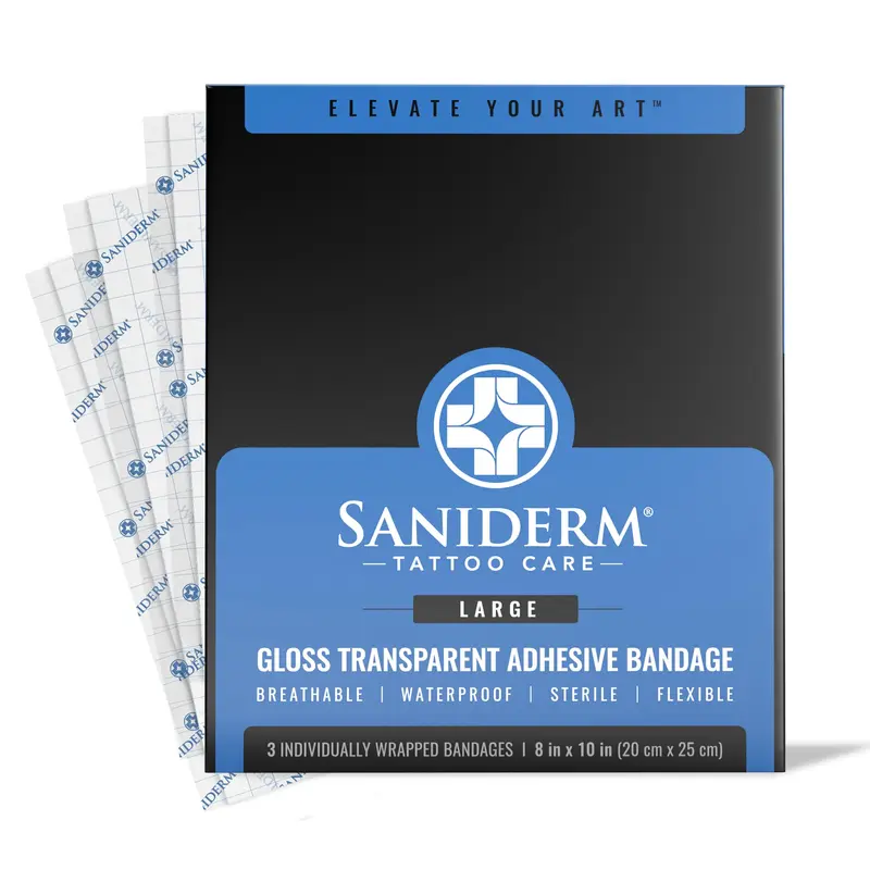 Saniderm Bandage après-tatouage Original – 3 Feuilles Grand Format 20x25 cm | Protection Stérile, Étanche et Sans Latex