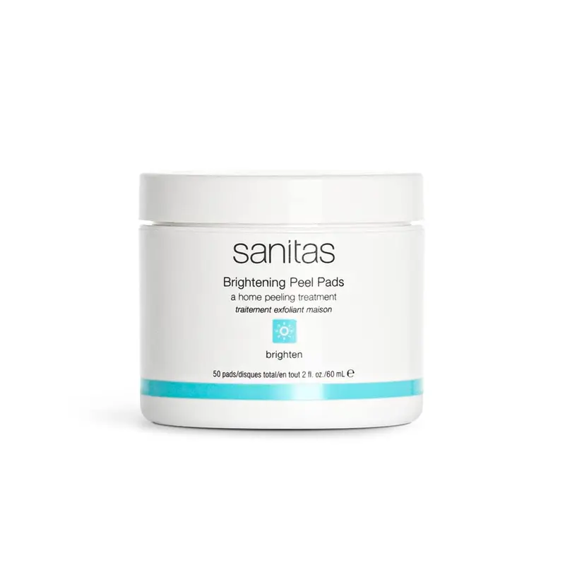 Sanitas Skincare Brightening Peel Pads – Tampons exfoliants à domicile avec acides lactique, glycolique et salicylique – 50 tampons / 56 g