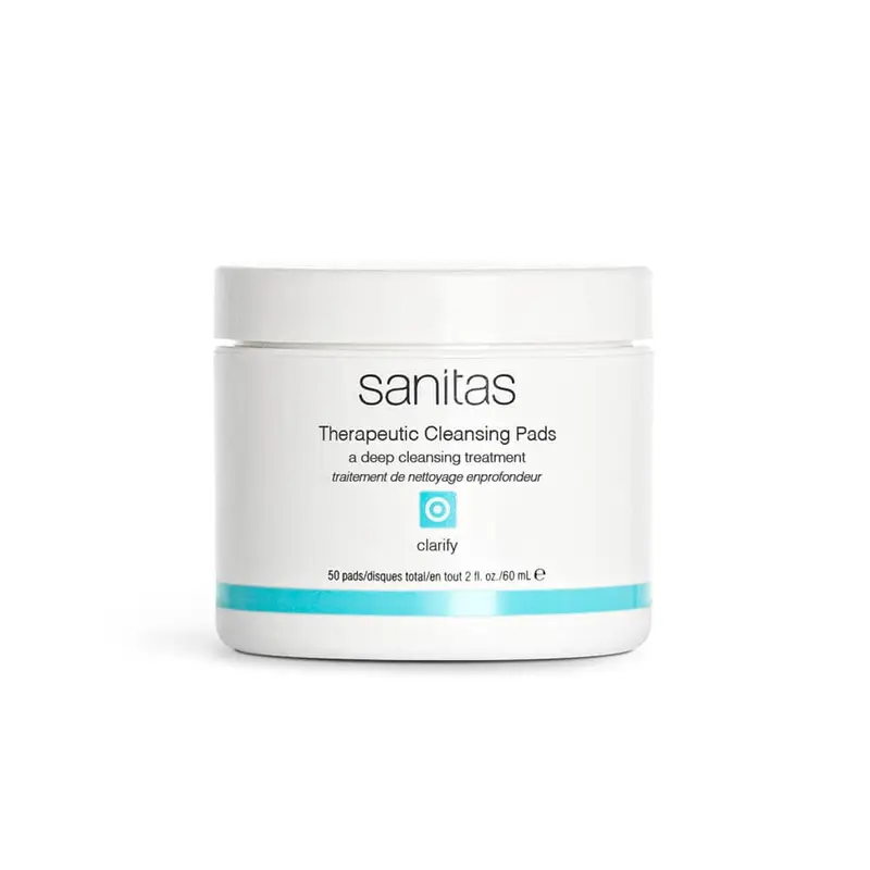Sanitas Tampons Nettoyants Thérapeutiques – Traitement Clarifiant, Acide Salicylique et Niacinamide – 50 Tampons / 60 ml