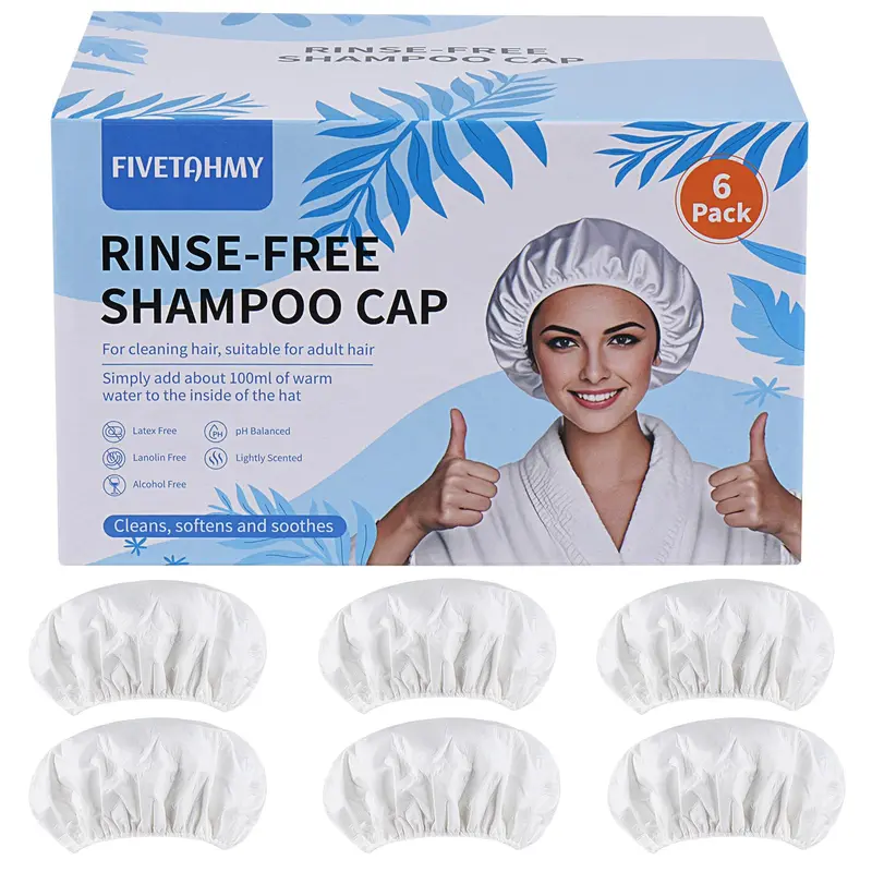 SANPUK – Pack de 6 Bonnets Shampoing Sans Rinçage (lavage sans eau) pour adultes et personnes âgées