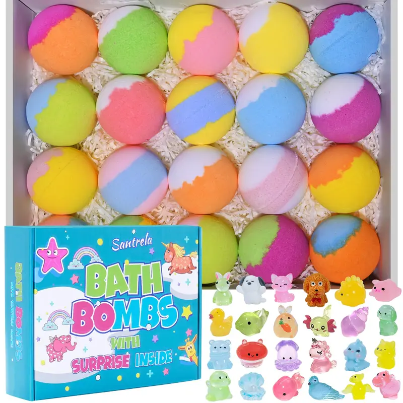 Santrela – Bombes de Bain pour Enfants avec Surprise — Coffret 20 Pièces