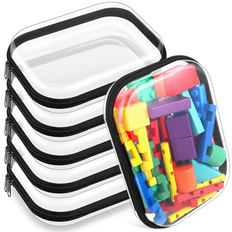 Sanwuta - Ensemble de 6 Étuis Rigides à Fermeture Éclair Transparents Noir – 20 x 15 x 5 cm pour Voyage et Rangement