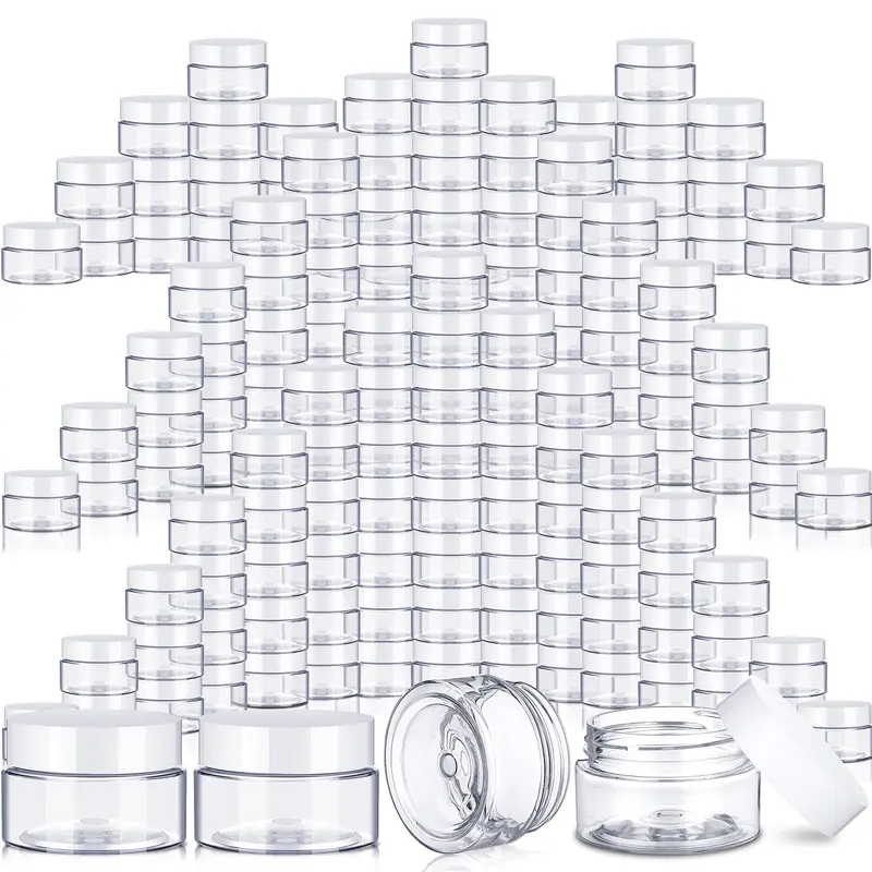 SATINIOR 100 Pots Plastiques 2oz avec Couvercle – Contenants Cosmétiques PET Transparents