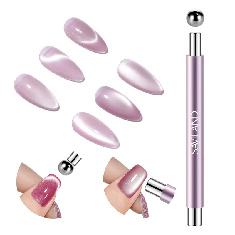 SAVILAND Aimant Œil de Chat Rose – Double-tête, 5x Puissant pour Ongles | Art des ongles à faire soi-même