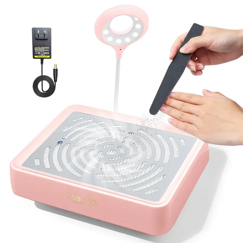 SAVILAND Extracteur de Poussière pour Ongles avec Lampe – 40W, Silencieux, Filtre Réutilisable
