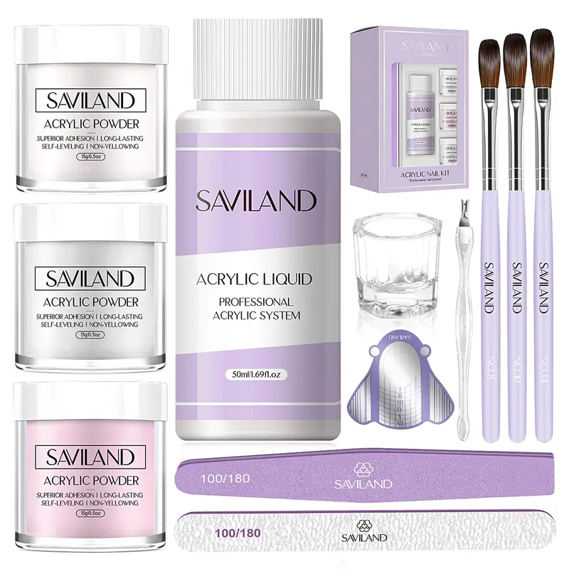 SAVILAND Kit Acrylique Débutant – Ensemble Tout-en-Un Ongles Maison