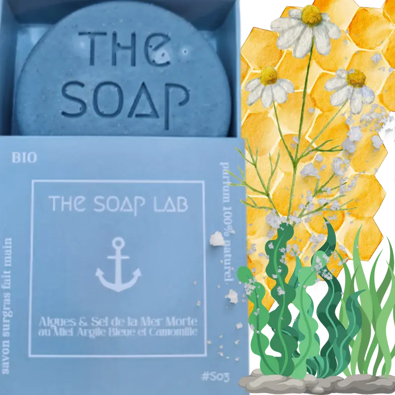 Savon Algues & Sel de la Mer Morte au Miel, Argile Bleue, Camomille et Eau de Mer