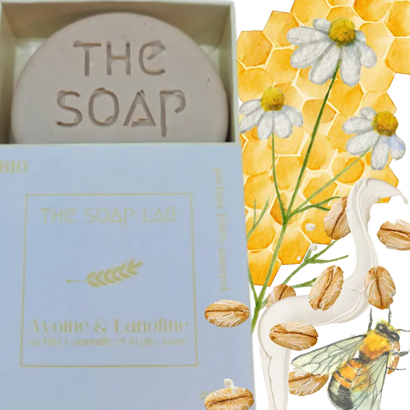 Savon Avoine & Lanoline, au Miel, Camomille et Argile Jaune