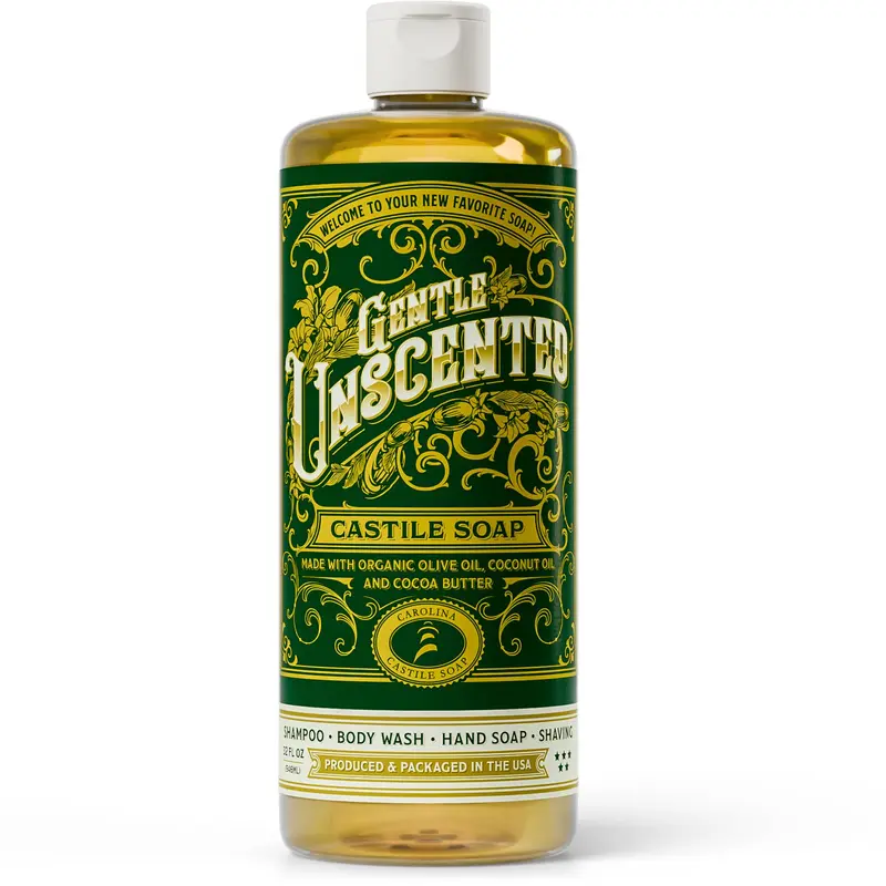 Savon Castile Sans Senteur Carolina – Liquide 32 oz, Vegan et Bio
