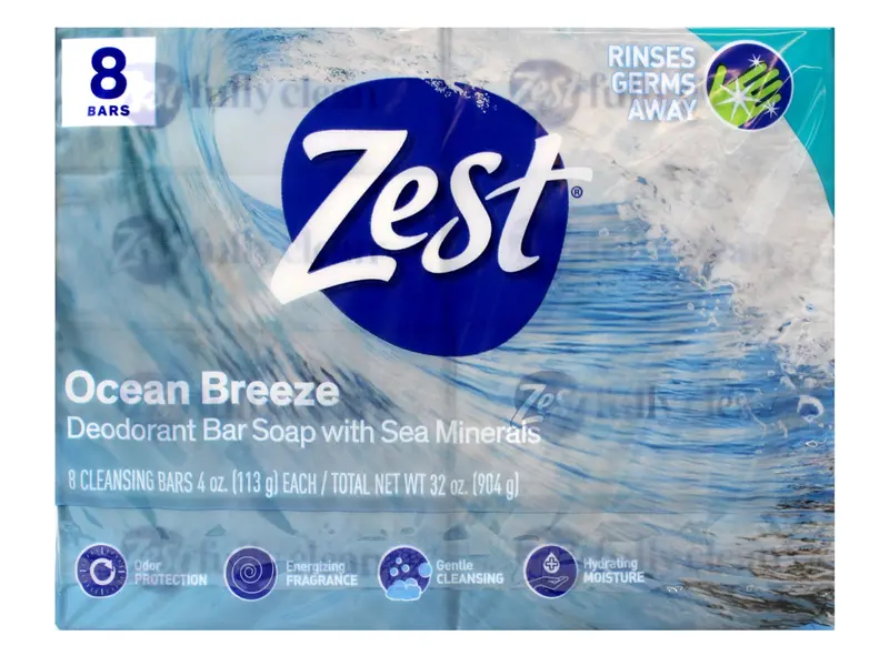 Savon en barres Zest Brise Océane – 8 barres, minéraux marins, mousse généreuse et revitalisante