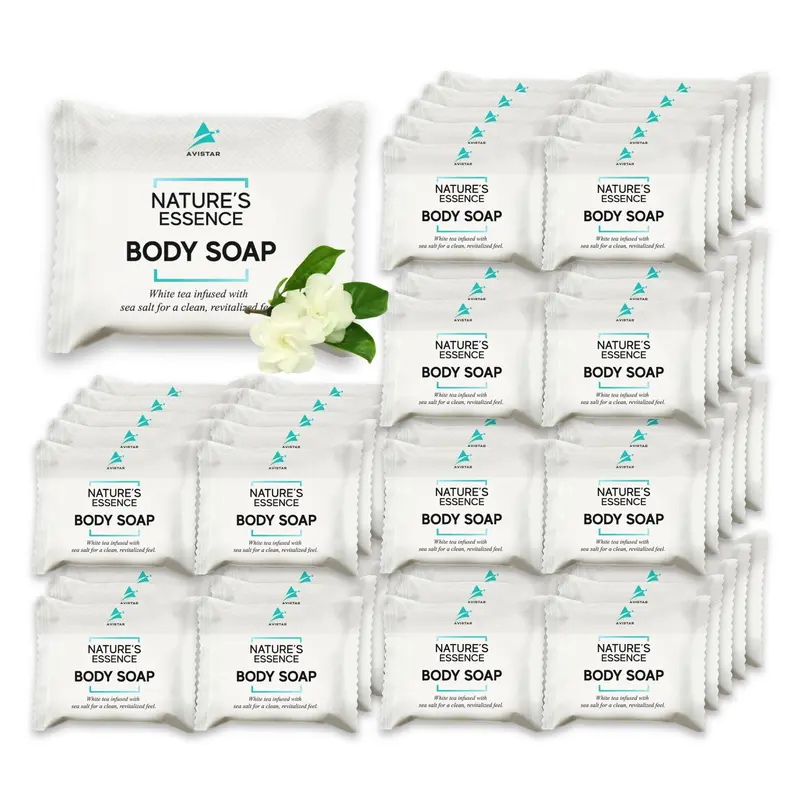 Savon hôtel Avistar – Lot bulk 60 barres 0,5 oz, formats voyage