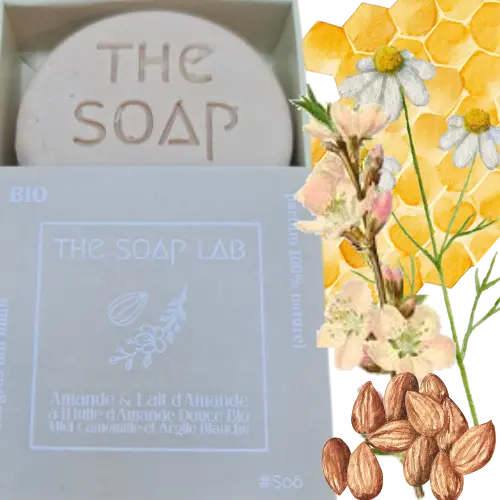 Savon Lait d'Amande & Santal, au Miel, Camomille et Argile Blanche