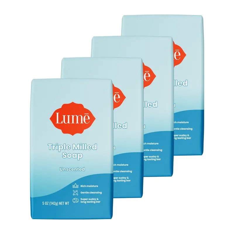 Savon Lume Triplement Moulé – Hydratation Riche, Nettoyage Doux – Sans Parabènes, Sans Phtalates – Lot 4 x 5 oz – Non Parfumé