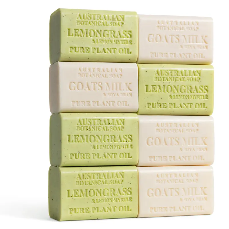 Savons pour hommes Australian Botanical – Duo Luxe Corps et Barbe | Citronnelle & Lait de Chèvre, 8 barres