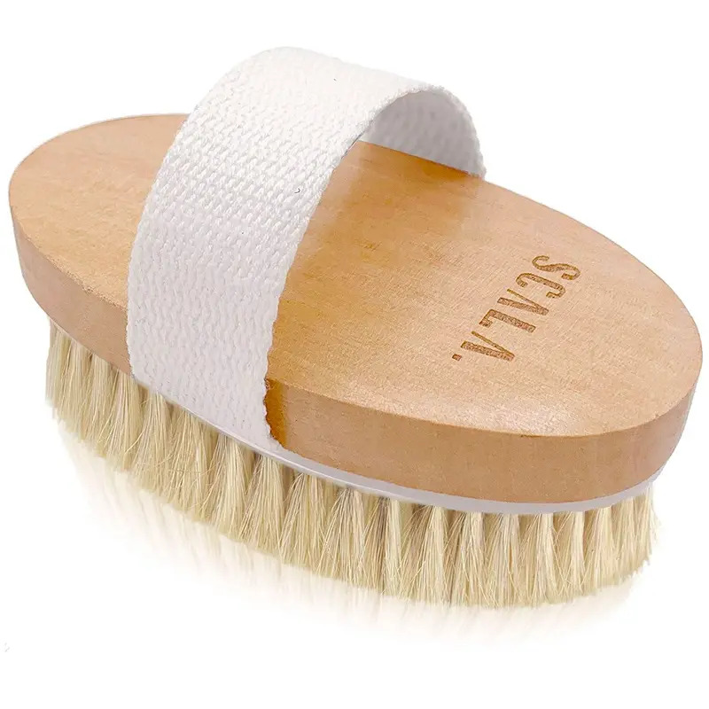 Scala Brosse Corps Sec – Poils Sanglier Naturels, Exfoliation Douce, Drainage Lymphatique, Circulation Sanguine (Intensité Moyenne)