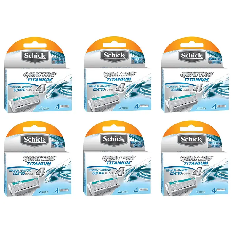 Schick Quattro Titane – Cartouches de rasoir pour hommes, 24 pièces