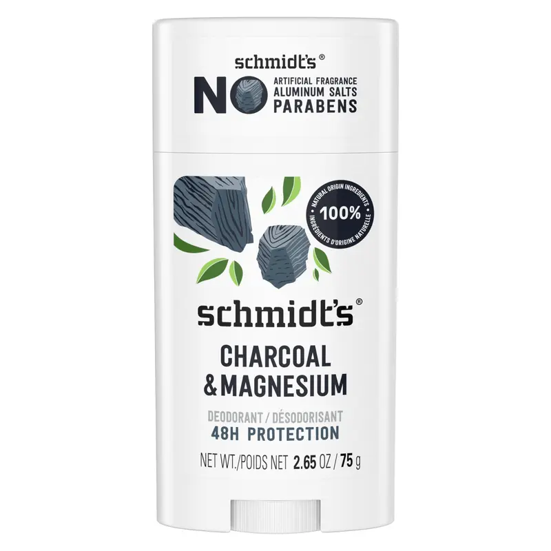 Schmidt's Déodorant Végan Sans Aluminium Charbon & Magnésium – 24h de fraîcheur, pour femmes et hommes
