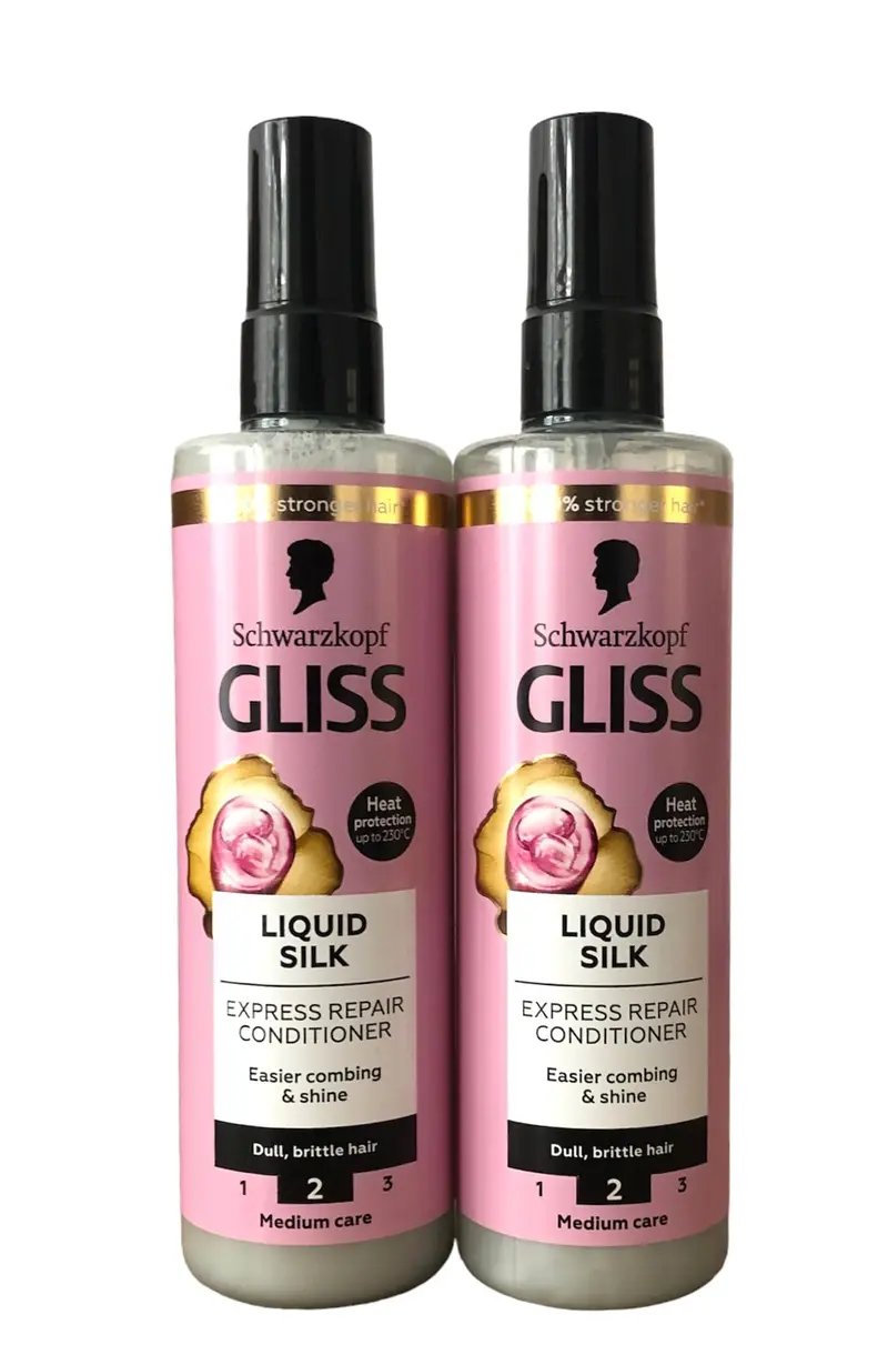 Schwarzkopf Gliss Liquid Silk Soin Sans Rinçage à la Kératine – 2 x 200 ml