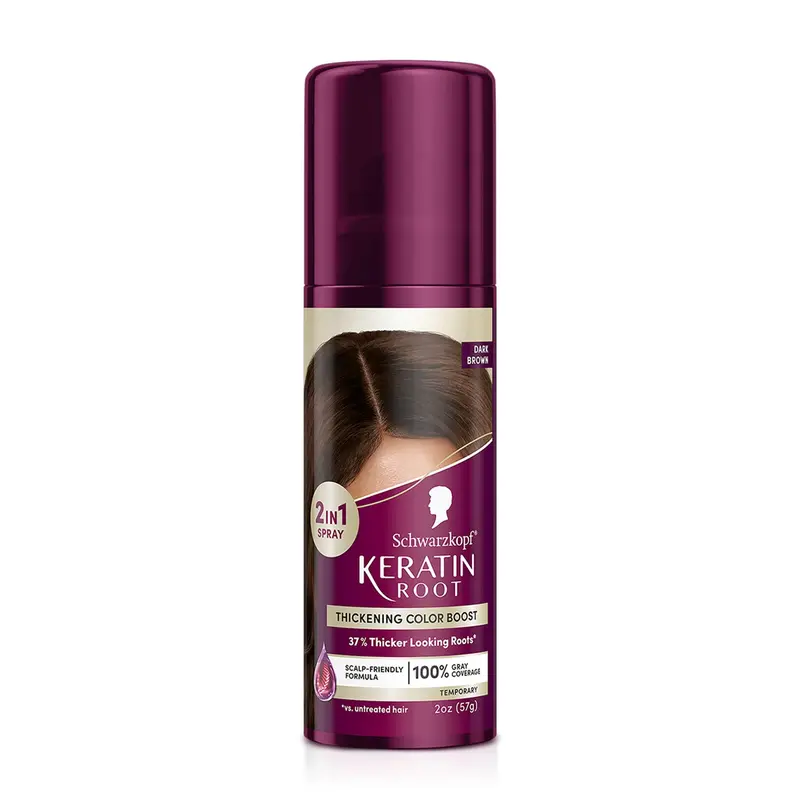 Schwarzkopf Keratine – Spray temporaire des racines brun foncé, couverture grise instantanée