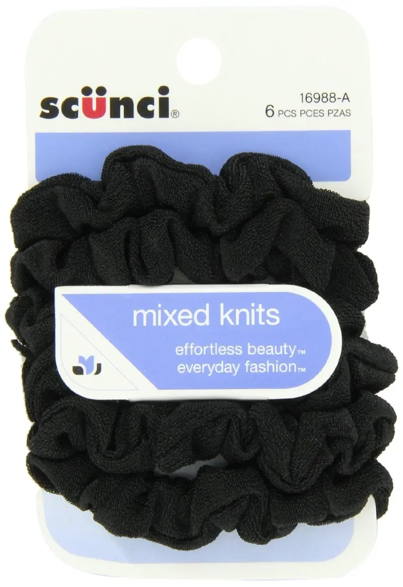 Scunci Effortless Beauty Mini-Torsades Noires – Ensemble de 18 Élastiques (3 Paquets)