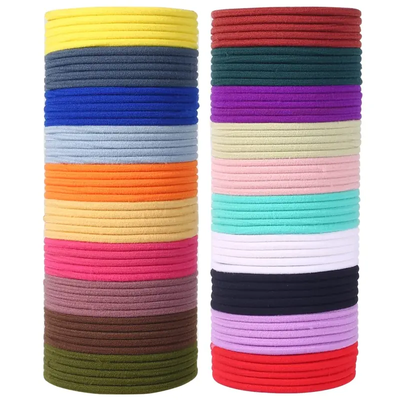Sderoq Bandes Elastiques Colorées 4mm – 100 pièces, Sans Métal, Pour Tous Types de Cheveux, 20 Couleurs