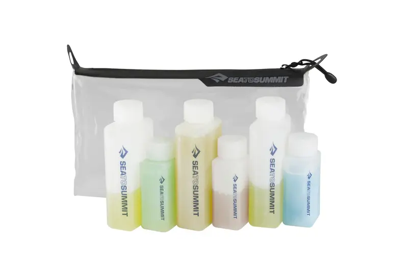 Sea to Summit TravellingLight – Pochette Transparente et Bouteilles de Voyage TSA Approuvé