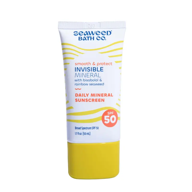 Seaweed Bath Co. Gel Solaire Minéral Invisible SPF 50 – Oxyde de Zinc, Sans Parfum, Primer Visage Léger 1,7 oz