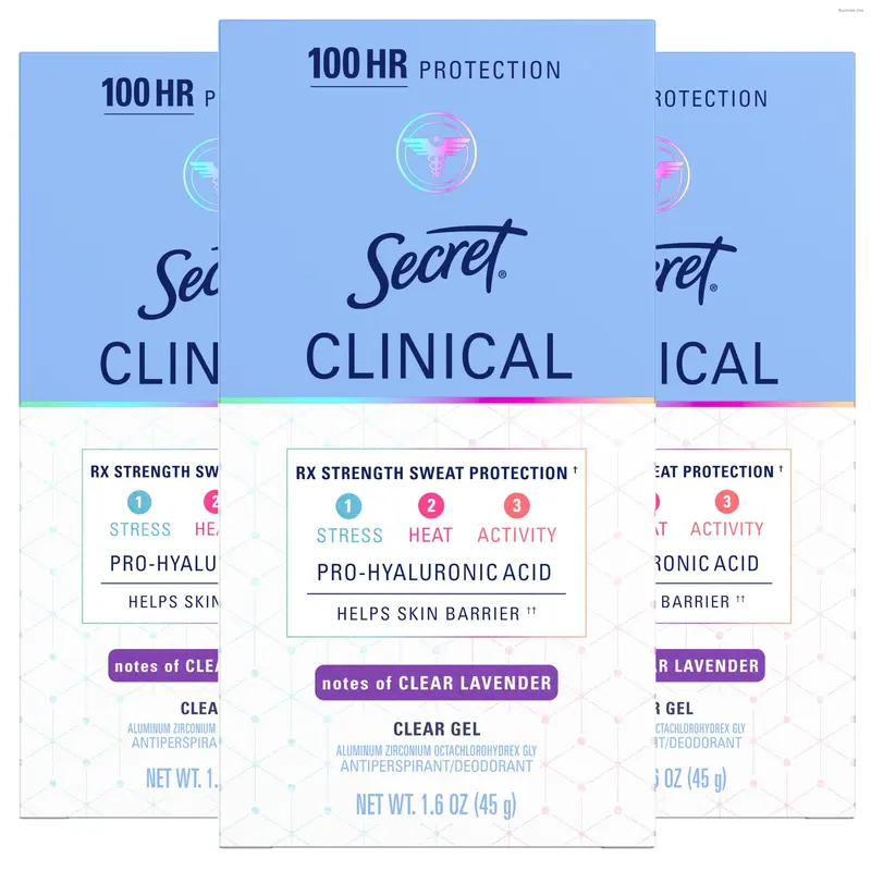 Secret Antitranspirant Force Clinique pour Femmes – 100h, Gel Clair, Lavande