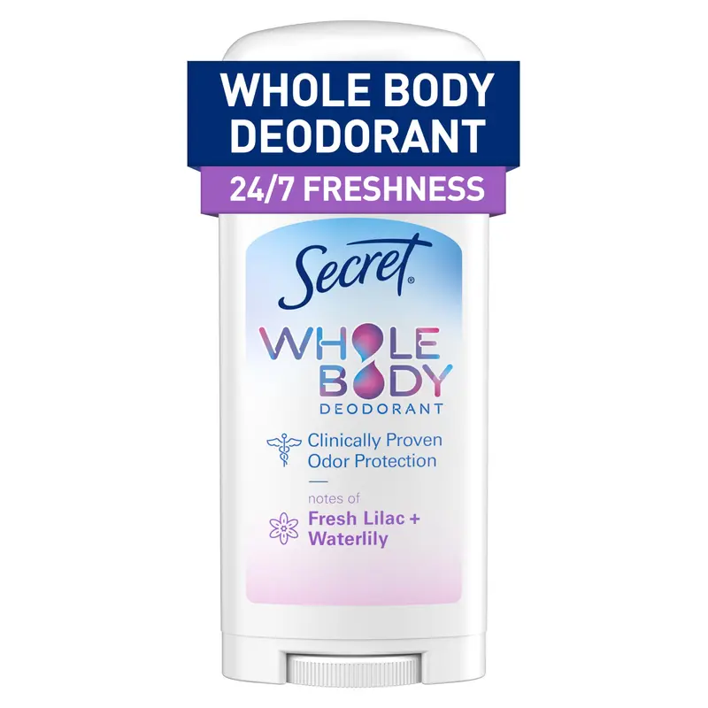 Secret – Déodorant Bâton Corps Entier pour Femmes, Lilas et Nénuphar, Sans Aluminium, 72 h de Fraîcheur, 68 g