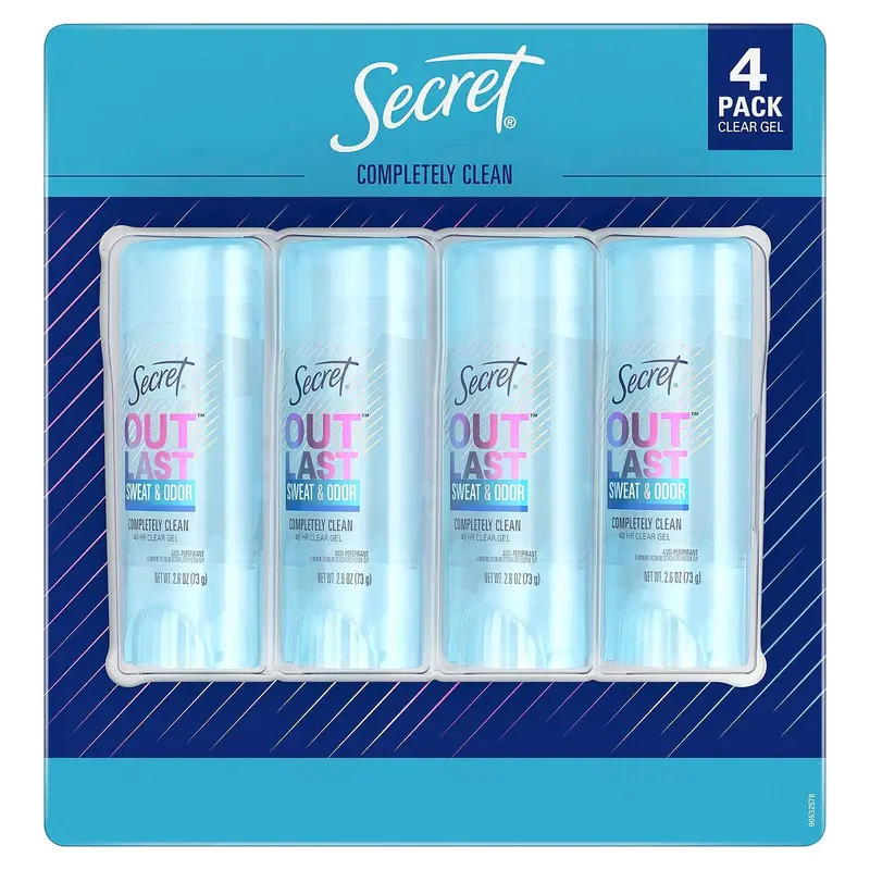 Secret Outlast Déodorant Anti-Transpirant Gel Clair – Fraîcheur Pure, Pack de 4 (76 g chacun)