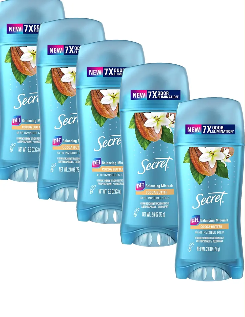 Secret Scent Expressions Déodorant Solide Invisible au Beurre de Cacao – Lot de 5 (75 g chacun)