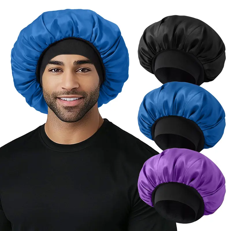 Selalu Ensemble de 3 Bonnets Satin – Pour Cheveux Bouclés et Tresses, Confort et Protection Nocturne