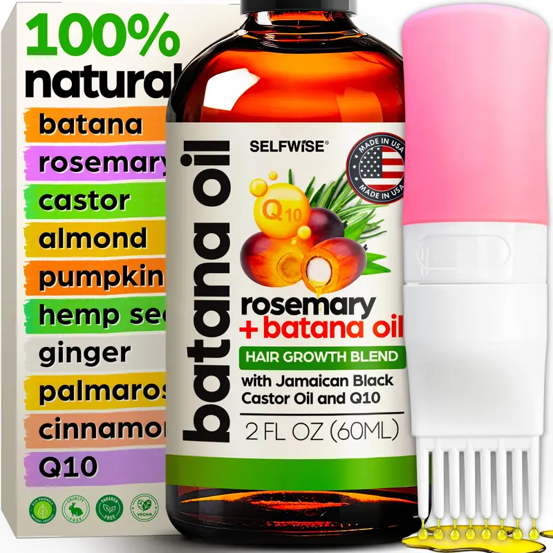 SELFWISE Huile de Batana pour la Croissance des Cheveux – Pure, Biologique, Pressée à Froid – 2 oz
