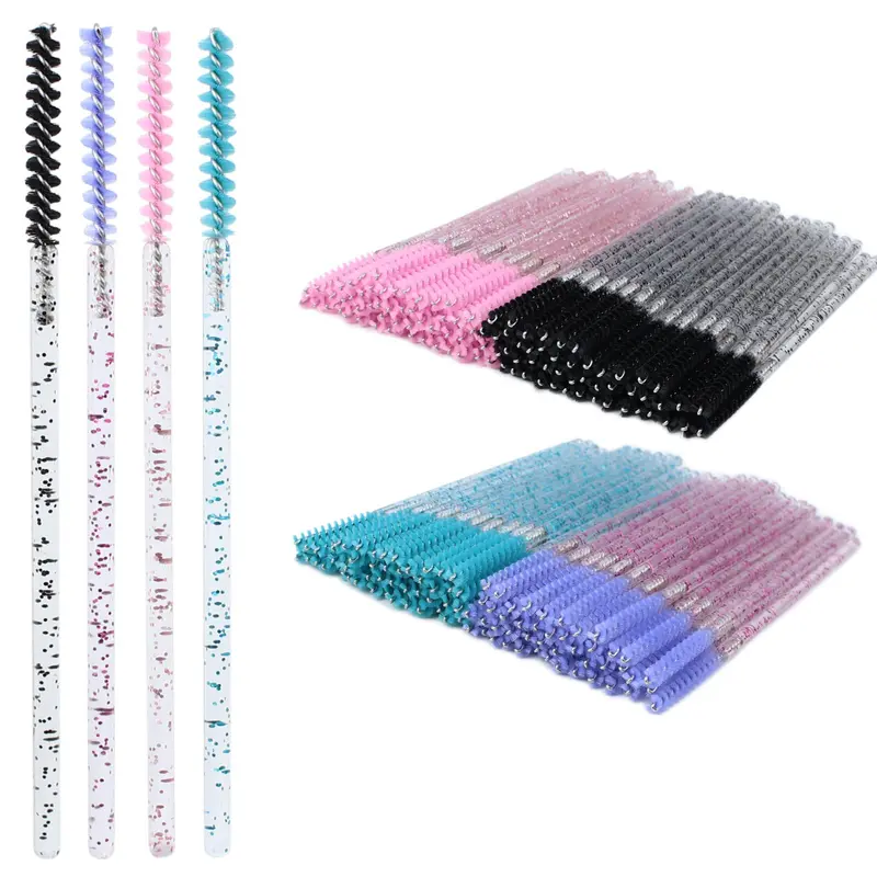 SenRocc – 200 pièces de brosses mascara jetables fines, cristallines, pour extensions de cils (4 coloris)
