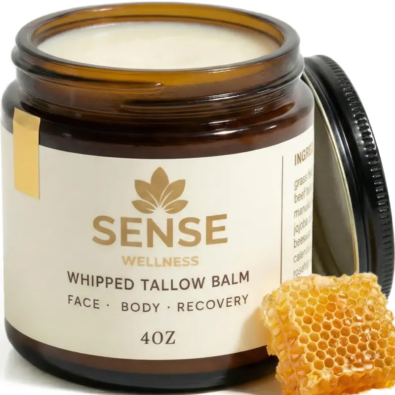 Sense Wellness Beurre de Tallow au Manuka & Jojoba – Hydratant Quotidien Sans Parfum (4oz) – Entreprise détenue par des vétérans
