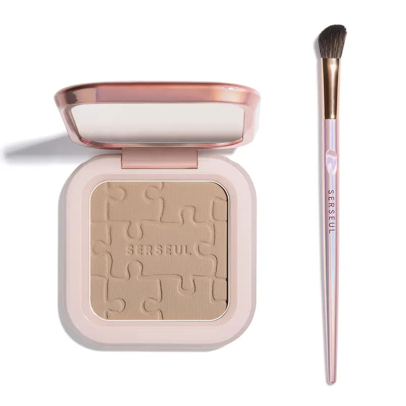 SERSEUL Palette contour du visage – Poudre mate soyeuse en 3 teintes pour peaux claires (gris-brun)