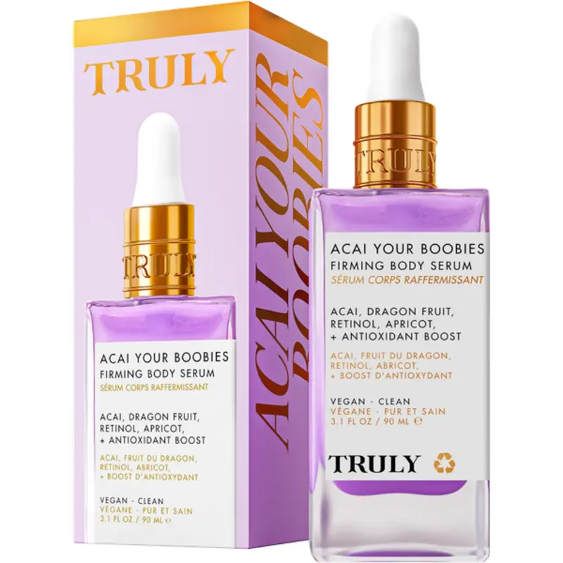 Sérum Acai Your Boobies de Truly Beauty – Élasticité et Fermeté du Buste, 0,2% Rétinol, Bio, Sans OGM, 3,1 oz