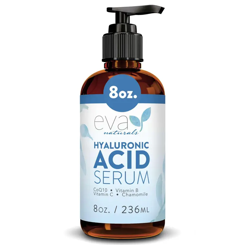 Sérum Hyaluronique Eva Naturals – Anti-Âge, Hydratation Intensive, Vitamines C, B et E – Sans Parabènes (8 oz/236 ml)