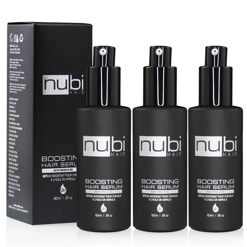 Sérum Nubi Hair – Brillance Lisse pour Tous Types de Cheveux, Marula, Aloe Vera et Vitamine E, Non Gras, Lot de 3 × 60 ml