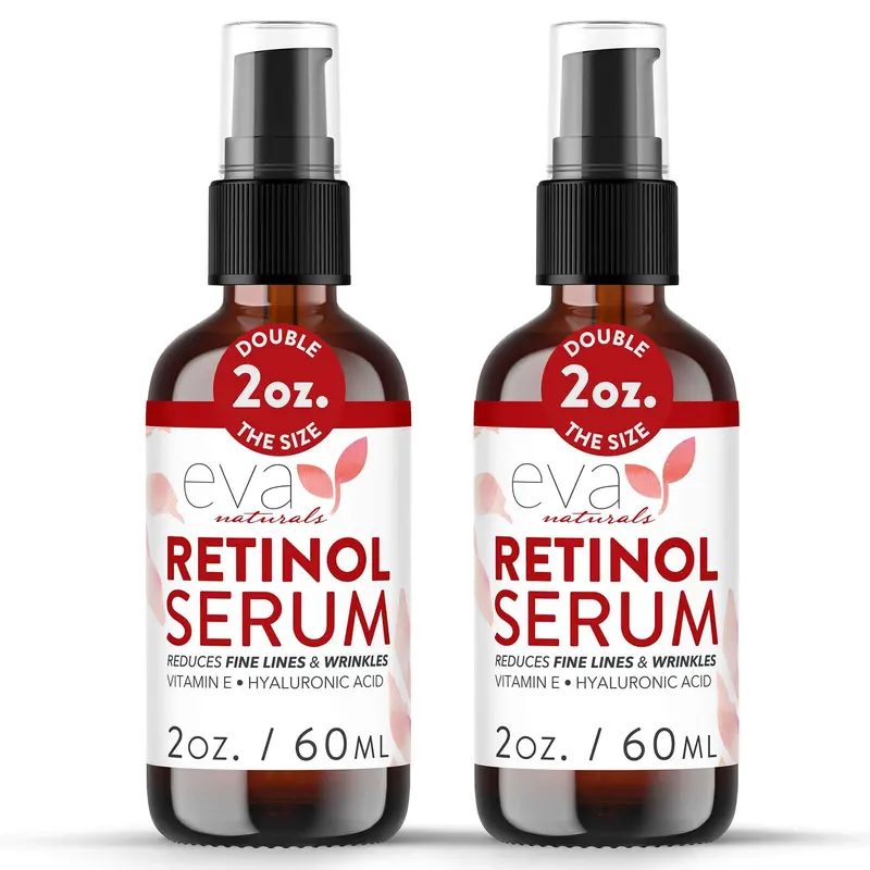Sérum Rétinol Eva Naturals – 2,5% pour le visage, Acide Hyaluronique et Aloe Bio — Pack de 2