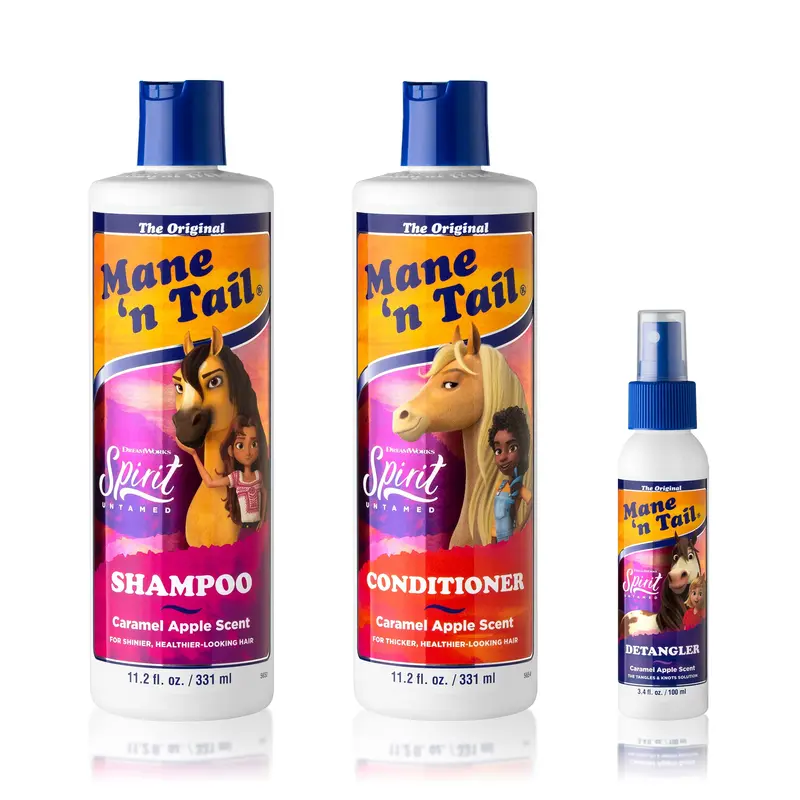 Set Shampoing, Après-Shampoing et Détangleur Spirit Untamed – Parfum Caramel Pomme pour Enfants, Formule Douce à l’Huile de Coco