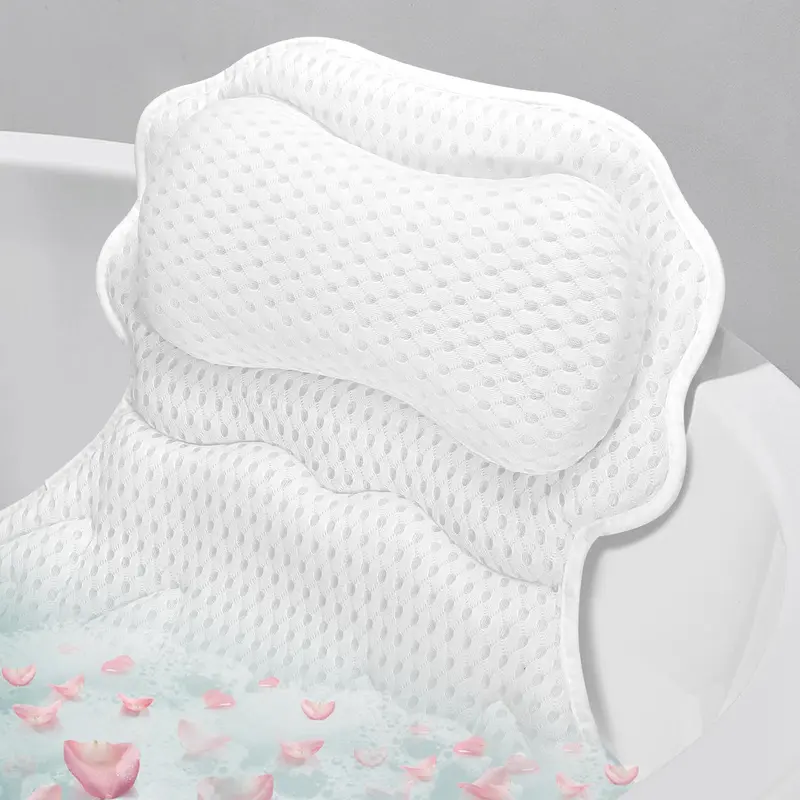 SetSail Oreiller de Bain – Support Ergonomique Tête et Dos, 6 Ventouses, Tissu Respirant 4D