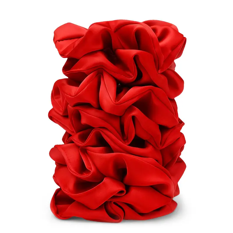 SEVEN STYLE Scrunchies Satin Rouges – Ensemble de 8 Élastiques Sans Pli, Doux et Stylé