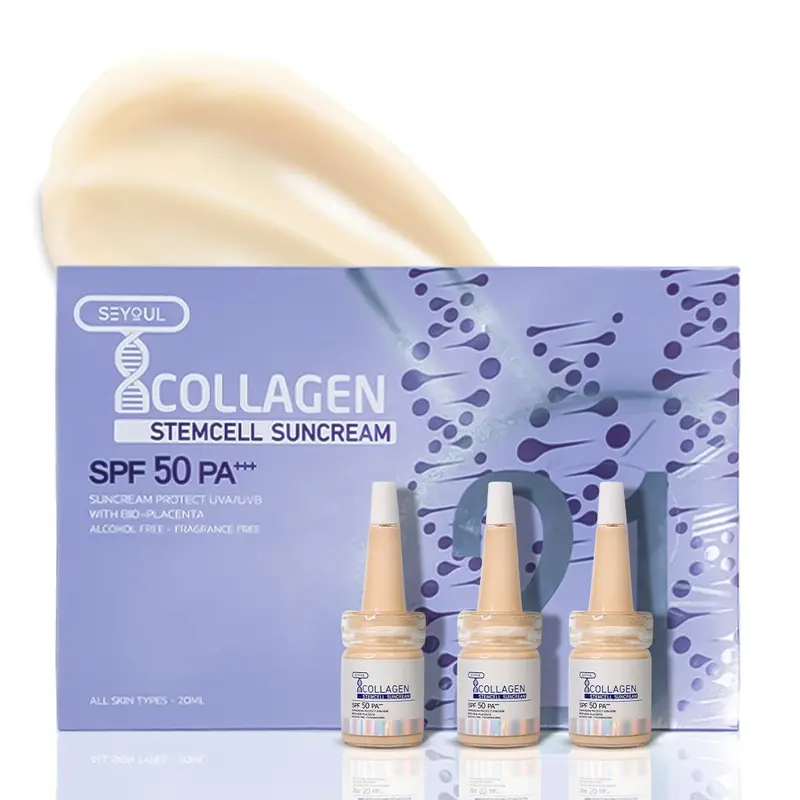 SEYOUL T-Collagen SPF50+ Sérum solaire léger – Protection UV sans filtre blanc (4 bouteilles)