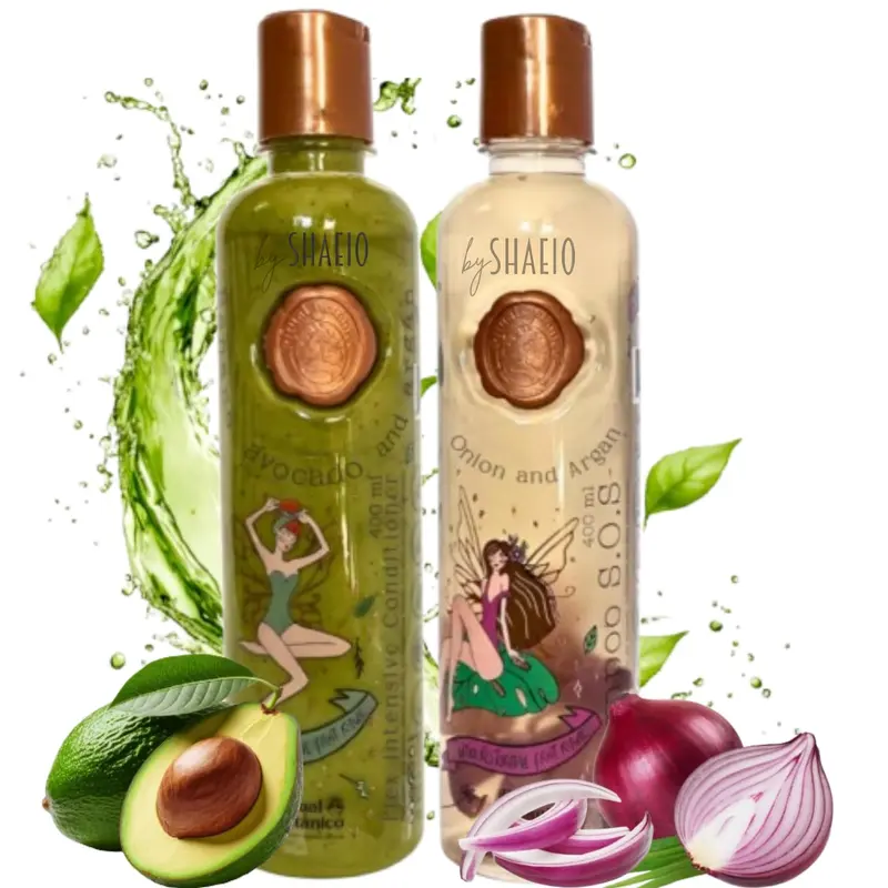 SHAEIO Rituel Botanique – Ultra Réparateur et Accélérateur de Croissance S.O.S. Shampooing Oignon et Argan + Plex Banane et Avocat