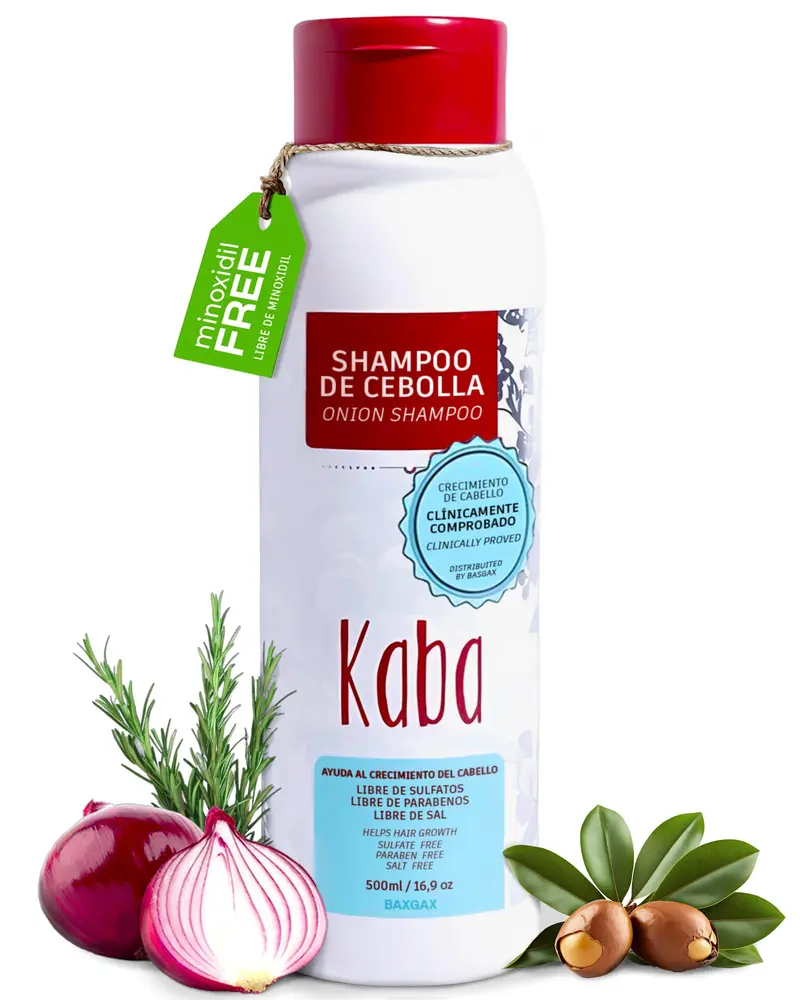 Shampoing à l'oignon Kaba – croissance des cheveux, tous types, parfum frais – 500 ml